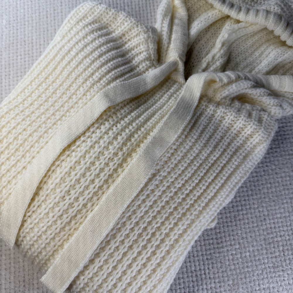 Zenana Premium Off White Chunky Knit Hoodie Sweater Kangaroo Pocket TW-1946 L